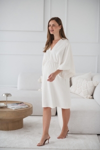 Sukienka ciążowa i do karmienia Mama Zen śmietankowa