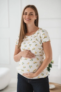 Bluzka ciążowa i do karmienia Milk Shirt krótki rękaw w cytrynki na białym