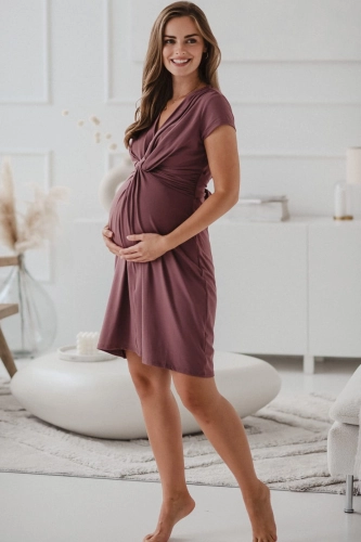 Sukienka ciążowa i do karmienia Loop krótki rękaw rose brown