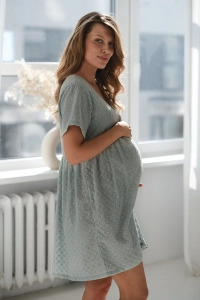 Koszula nocna do karmienia i ciążowa Flower Power miętowa