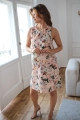 Elegancka sukienka ciążowa i do karmienia Mama MiA! pudrowy róż w kwiaty