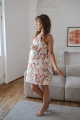Elegancka sukienka ciążowa i do karmienia Mama MiA! kremowa w kwiaty