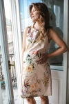 Elegancka sukienka ciążowa i do karmienia Mama MiA! łososiowa w kwiaty