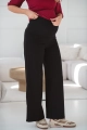 Czarne szerokie spodnie typu wide leg z pasem ciążowym