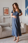 Sukienka ciążowa i do karmienia Lovely Dress Long krótki rękaw granatowa w kwiaty