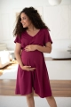 Sukienka ciążowa i do karmienia Lovely Dress jagodowa krótki rękaw