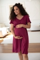 Sukienka ciążowa i do karmienia Lovely Dress jagodowa krótki rękaw