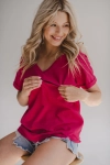 II gatunek - Bluzka ciążowa i do karmienia M-Shirt V-neck fuksja