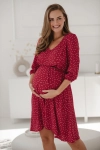 II gatunek - sukienka ciążowa do karmienia Lovely Dress rękaw 3/4 czerwona w groszki