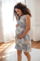 Błękitna sukienka do karmienia i na ciążę w kwiaty Mama MiA w krój A