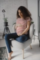 Bluzka ciążowa Milk Shirt krótki rękaw w biało-czerwone paski