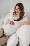 II gatunek - Bluzka ciążowa Belly z krótkim rękawem kremowobiała