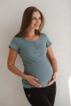 Bluzka ciążowa w prążek krótki rękaw Tummy