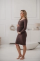 Sukienka ciążowa i do karmienia z dzianiny w prążek Tummy cappuccino