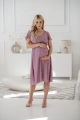Elegancka sukienka ciążowa Midi krótki rękaw lilowy róż w groszki