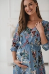 II gatunek - Sukienka ciążowa i do karmienia Lovely Dress rękaw 3/4 błękitna w kwiaty