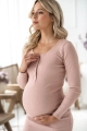 Sukienka do karmienia z dzianiny w prążek Tummy pudrowy róż