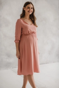 II gatunek - Sukienka ciążowa i do karmienia Lovely Dress Midi rękaw 3/4 herbal rose