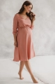 Sukienka ciążowa i do karmienia Lovely Dress Midi rękaw 3/4 pudrowy róż