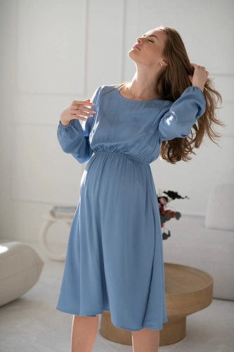 Sukienka ciążowa i do karmienia Lovely Dress Midi rękaw długi błękitna