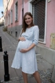 Sukienka ciążowa i do karmienia piersią Lovely Dress rękaw 3/4 błękitna w białe kwiaty