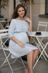 Sukienka ciążowa do karmienia Lovely Dress rękaw 3/4 białe kwiaty na błękitnym