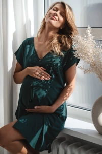 II gatunek - Koszula na napy do porodu i karmienia Born of Love butelkowa zieleń