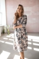 Sukienka ciążowa Lovely Dress Midi rękaw 3/4 paisley na szarym