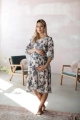 Sukienka ciążowa i do karmienia Lovely Dress Midi rękaw 3/4 paisley na szarym