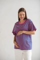 Bluzka ciążowa oversize w różowo-niebieskie paski dla przyszłej mamy