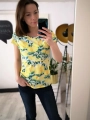 Bluzka ciążowa i do karmienia Milk Shirt krótki rękaw w granatowo-białe paski