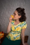 Bluzka ciążowa i do karmienia Milk Shirt krótki rękaw w cytryny