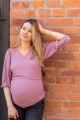 Bluzka ciążowa i do karmienia z dzianiny w prążek Milky Puff brudny róż