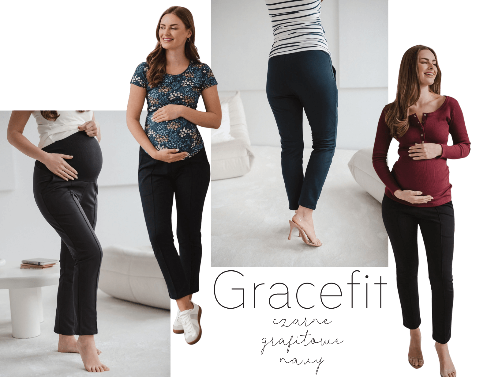 Spodnie ciążowe GraceFit Mama milk & love – dostępne kolory