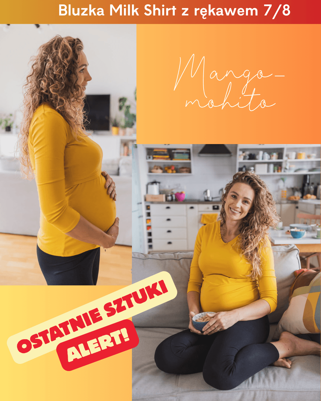 Bluzka ciążowa i do karmienia Milk Shirt mango-mohito z rękawem 7/8 – milk & love
